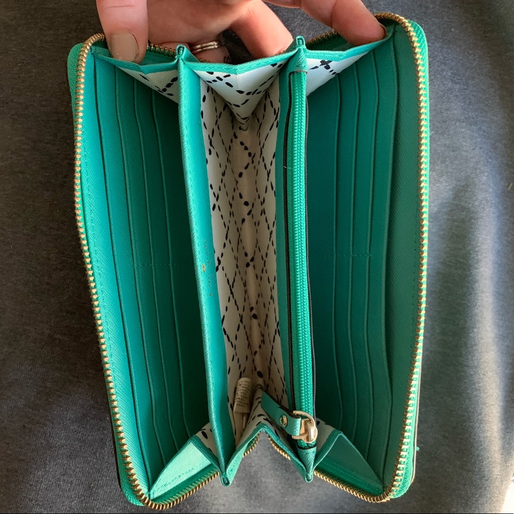 Kate spade zip around continental teal wallet